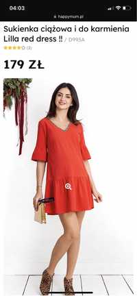 Sukienka ciążowa na Święta  happymum xs lilla red dress