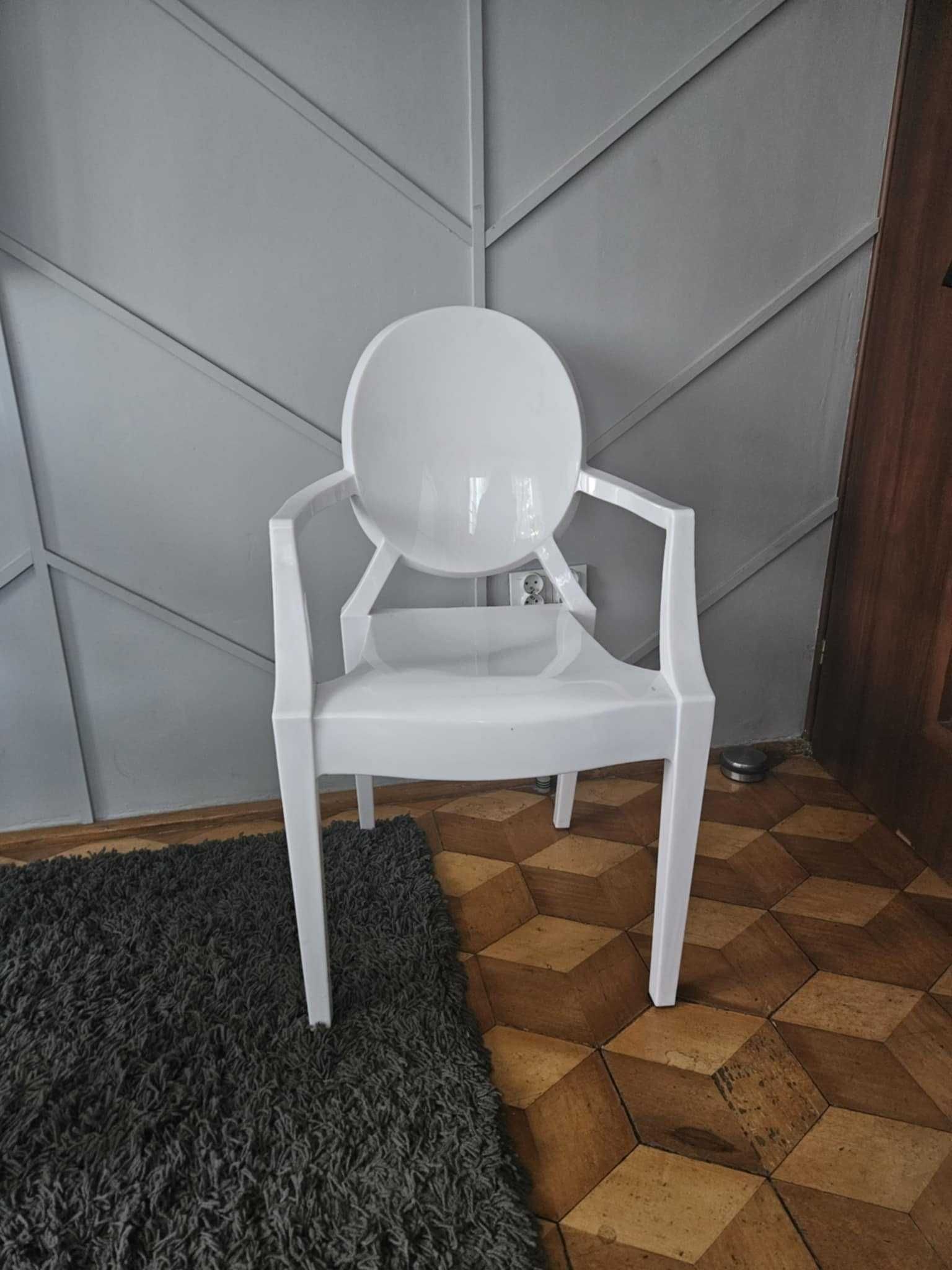 Krzesło białe glamour plastikowe 2szt