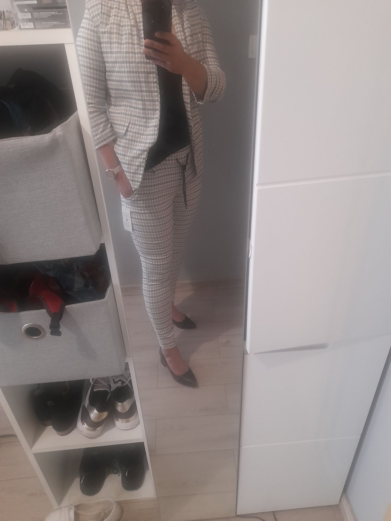 Garnitur damski w kratkę new collection