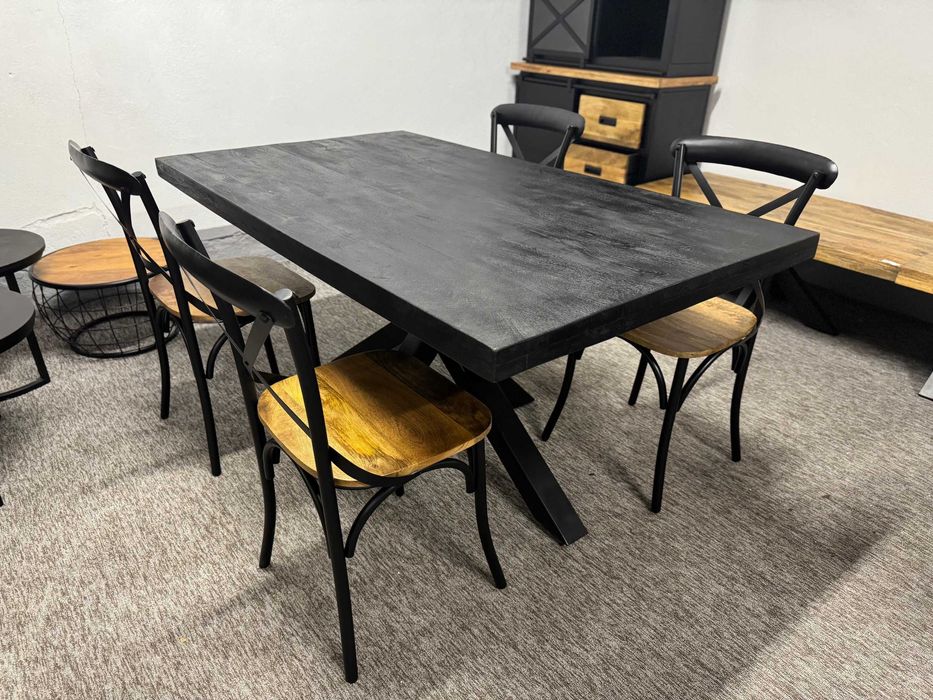Stół z krzesłami styl LOFT piękno egzotycznego drzewa mango ZAPRASZAM