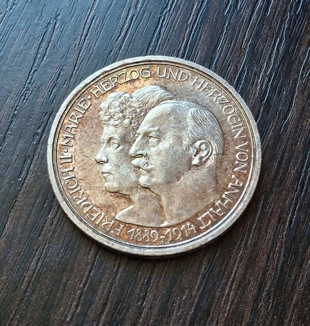 Рубль 1899 и 3 марки Анхальт