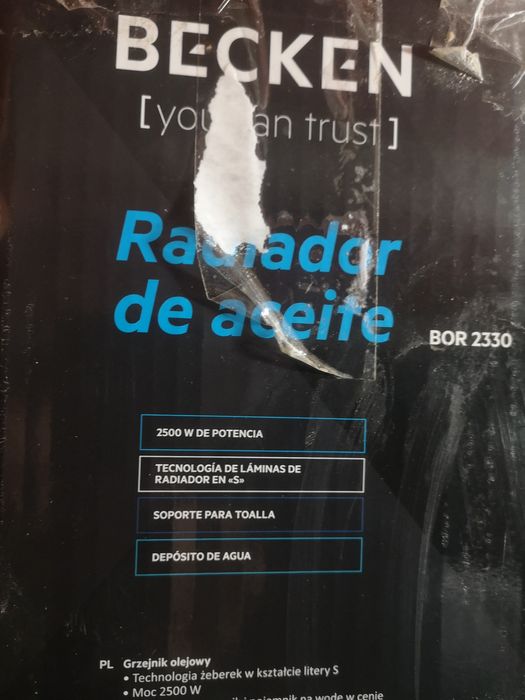 Aquecedor a óleo Becken 2500 W