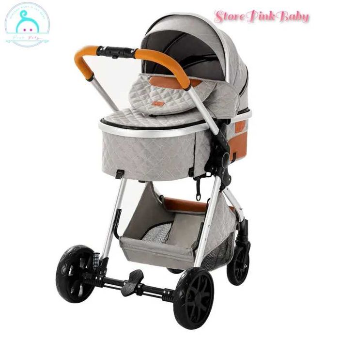 Carrinho bebé 3 em 1 PinkBaby Magic Gold - Base Isofix - Cinza Claro