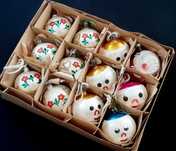 Bombki prl retro ozdoby choinkowe vintage reflektorek buźki malowane