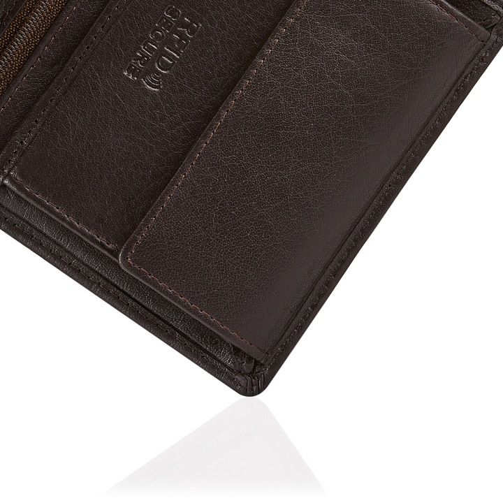 Betlewski Portfel Męski Skórzany Duży Rfid Skóra Brązowy Rozbudowany