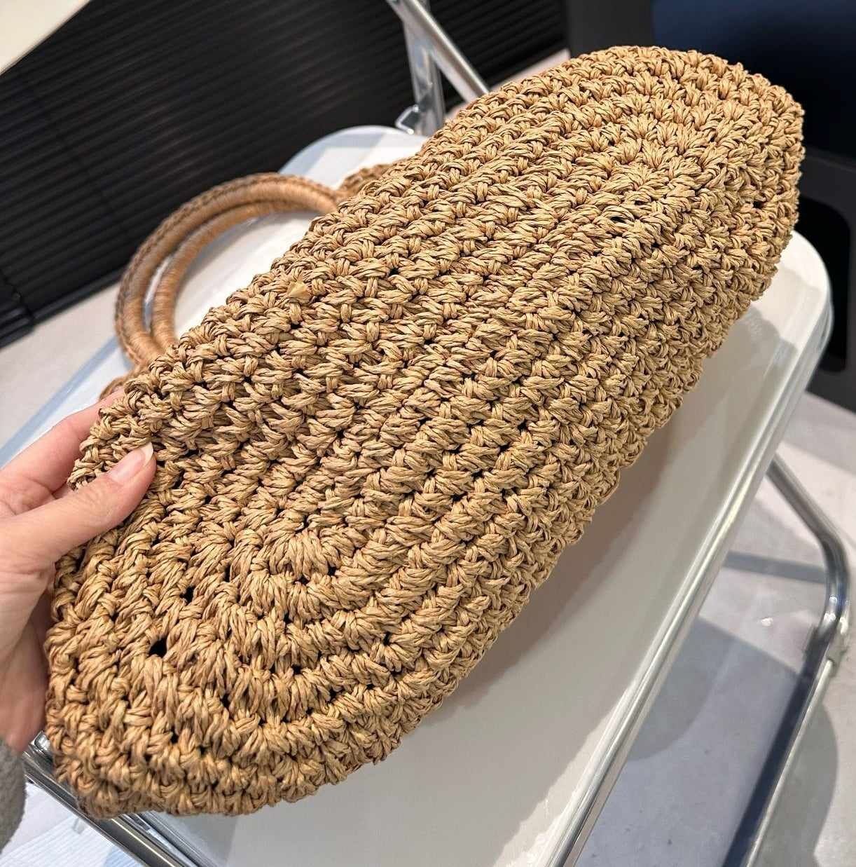 Torebka koszyk siatka Ysl Yevs Saint Laurent Rafia