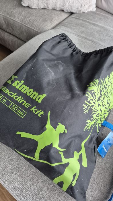 Slackline 15m, taśma 5cm do nauki chodzenia po linie