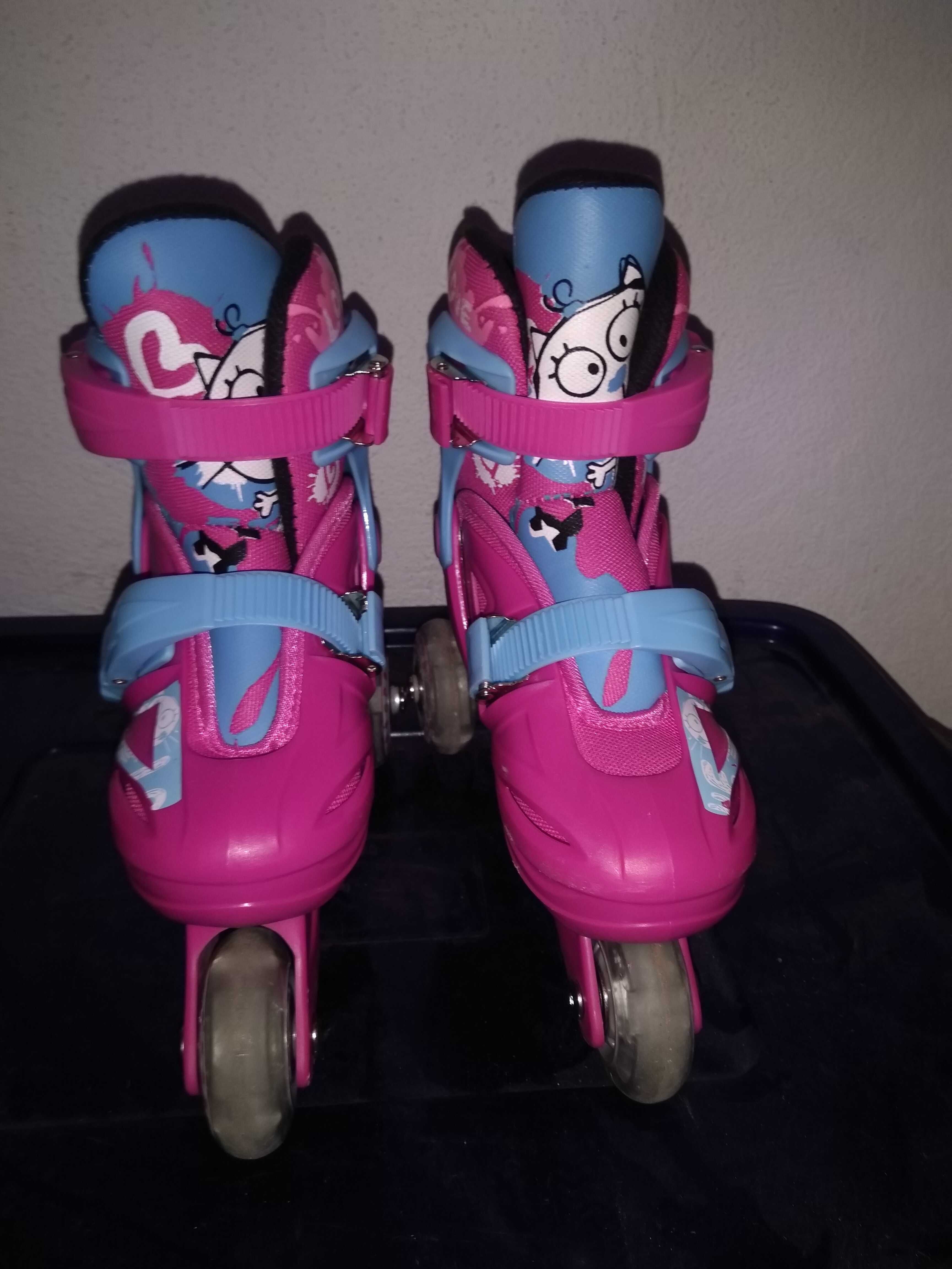 Patins rosa evolutivos tamanho 26-30 como novos