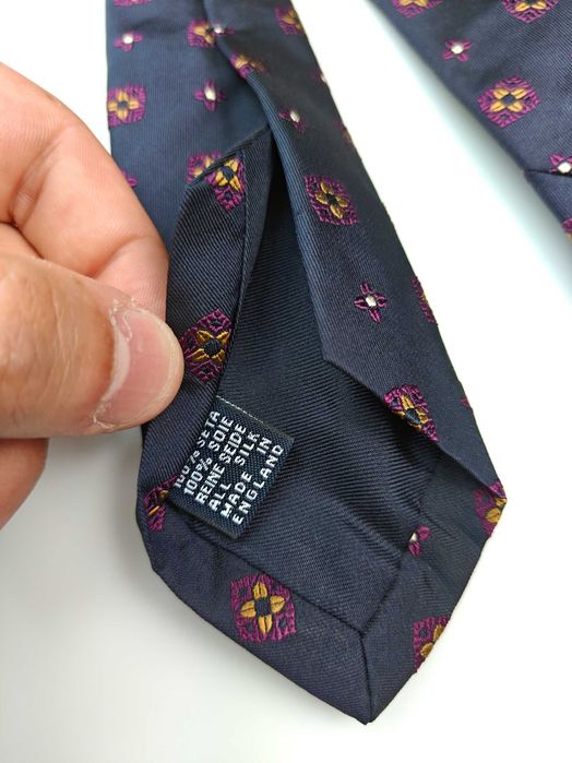 Drake's London jedwabny krawat w kwiaty wzory lip04