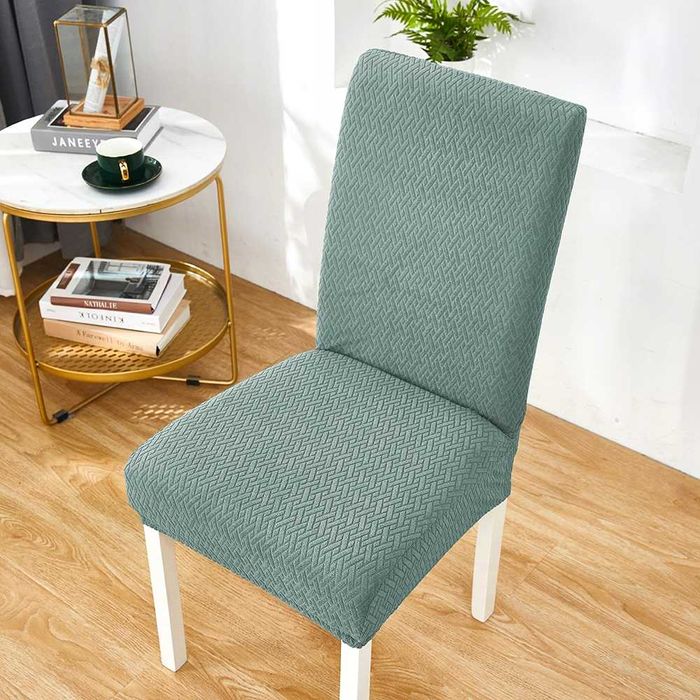 Pokrowce na krzesła miętowe żakardowe 4 szt komplet