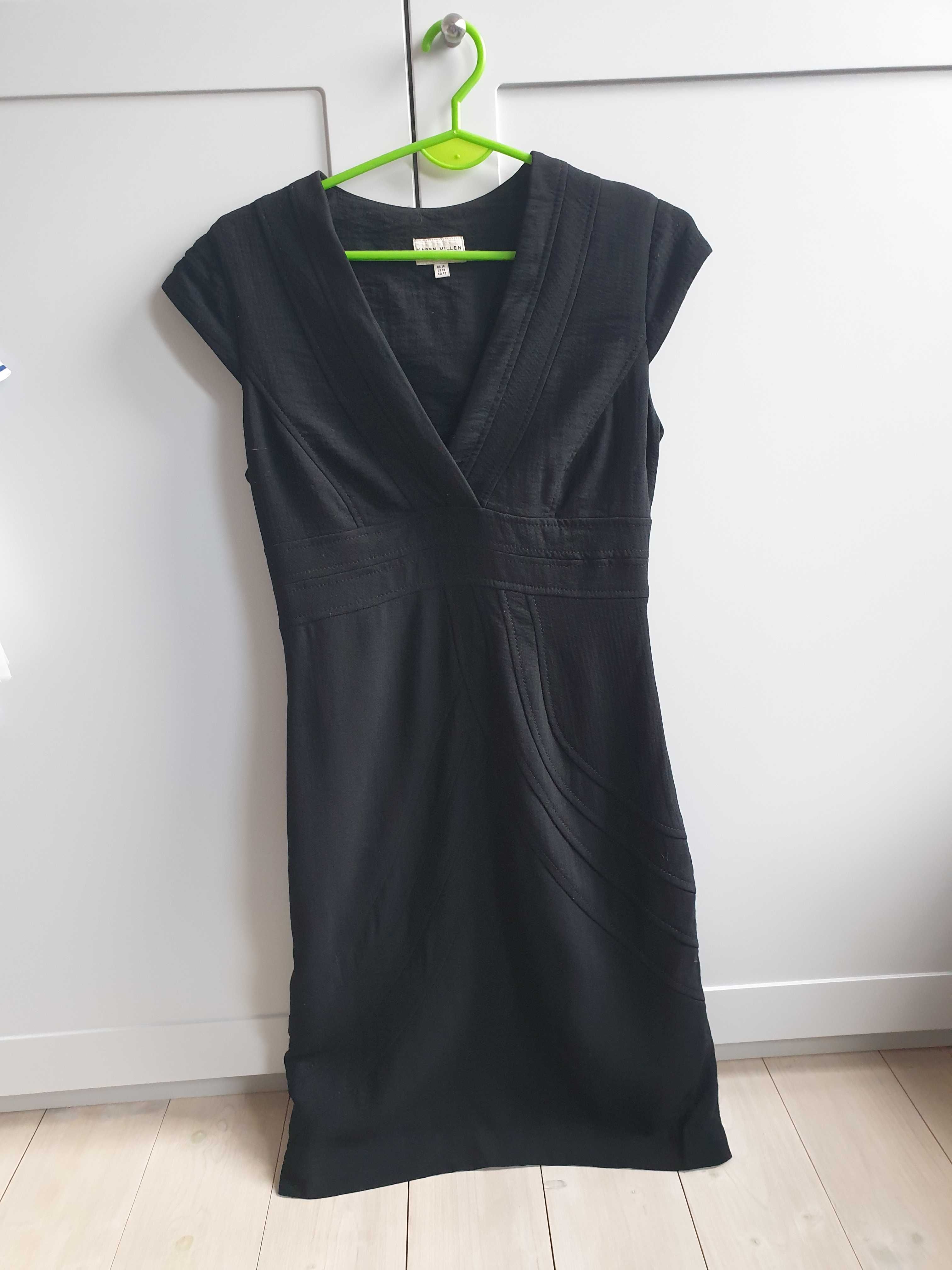 Czarna wełniana sukienka Karen Millen 36 38 acetat