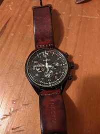 Cronometro relógio Cronógrafo Fossil Preto / bracelete couro castanho