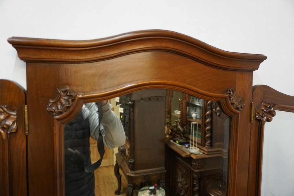 STARA TOALETKA LUSTRO z szafkami uchylne lustra fazowane