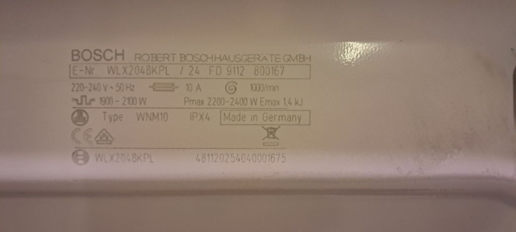 Nowy programator do pralki Bosch z panelem sterującym WLX 2048KPL
