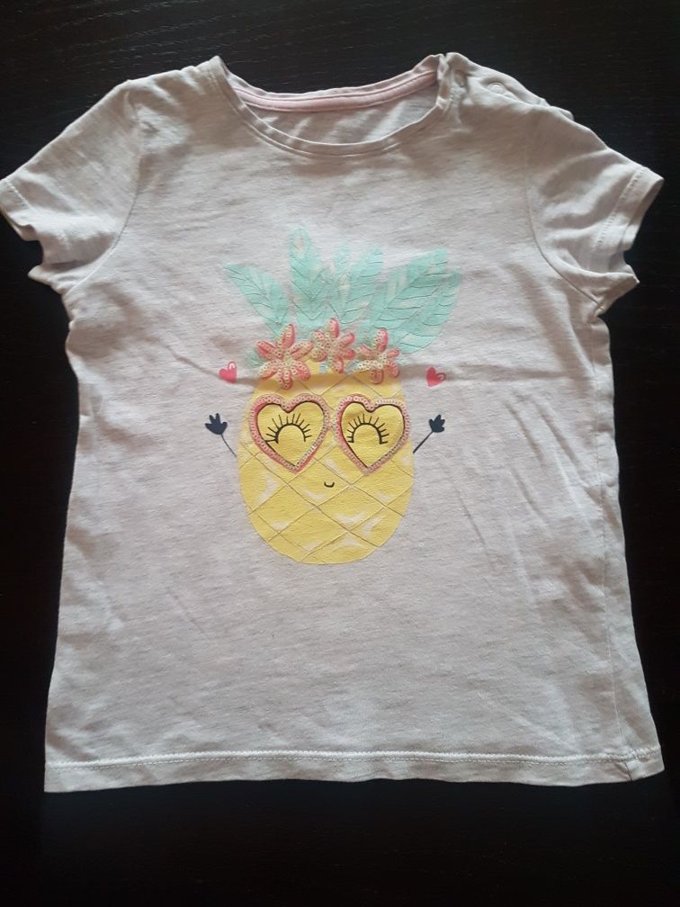 In extenso bluzka t-shirt ananas serce cekiny 104cm auchan
