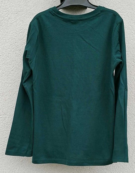 Ciemnozielona koszulka z długim rękawem łoś 128 Little Kids