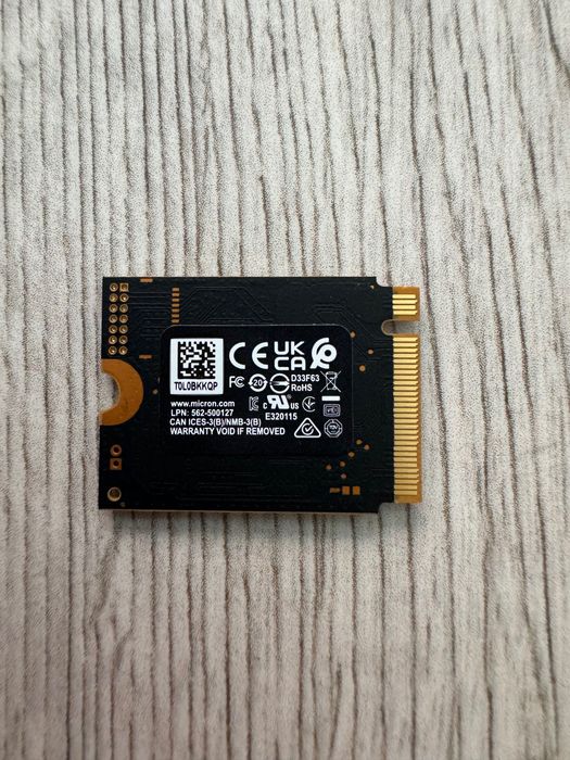 Диск SSD Micron 2400 NVMe PCIe Gen4 2230 SSD 512GB