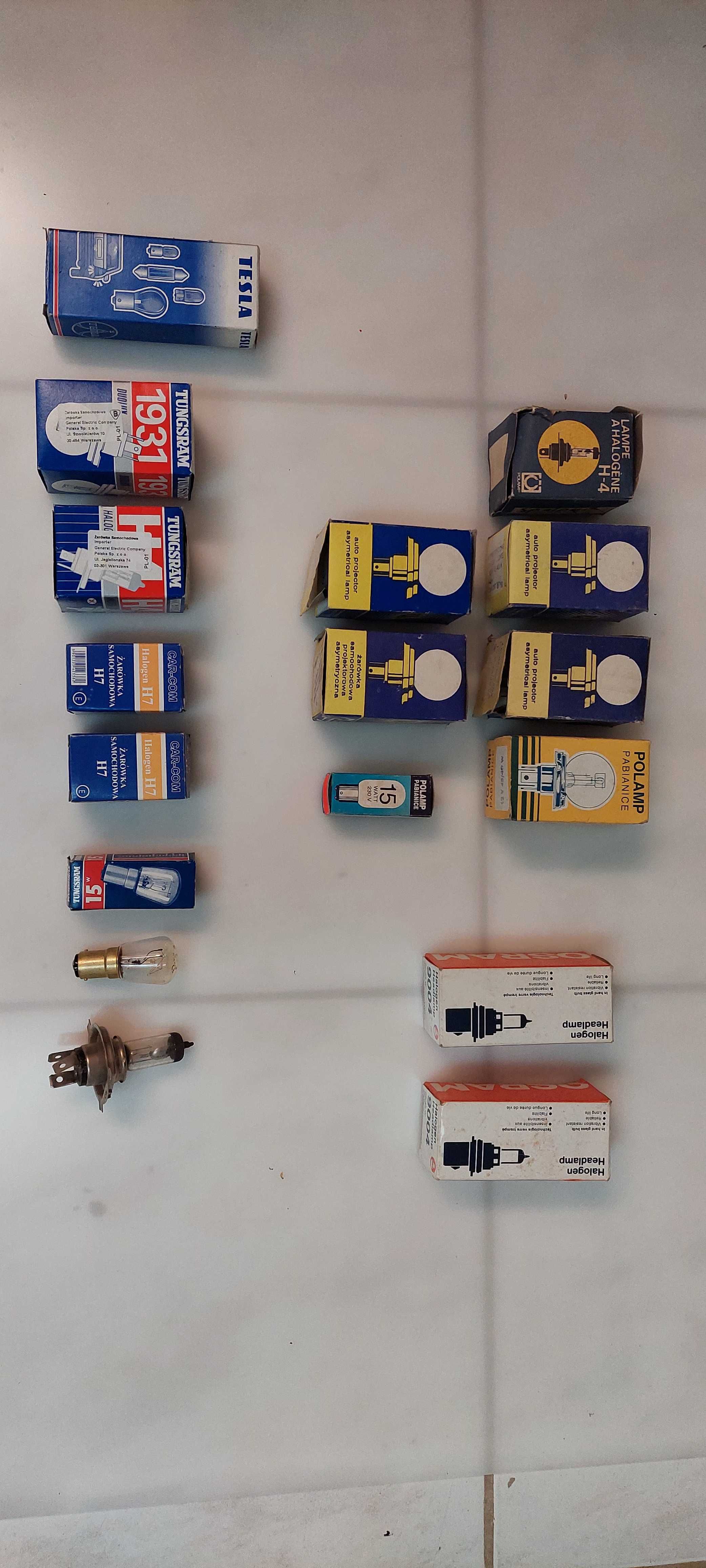 Zestaw żarówek samochodowych PRL, OSRAM, Tesla, Tungsram