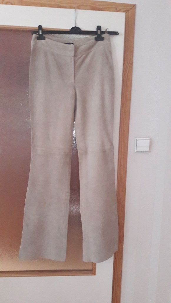 Spodnie ze skóry naturalnej, rozszerzane damskie H&M rozm.36