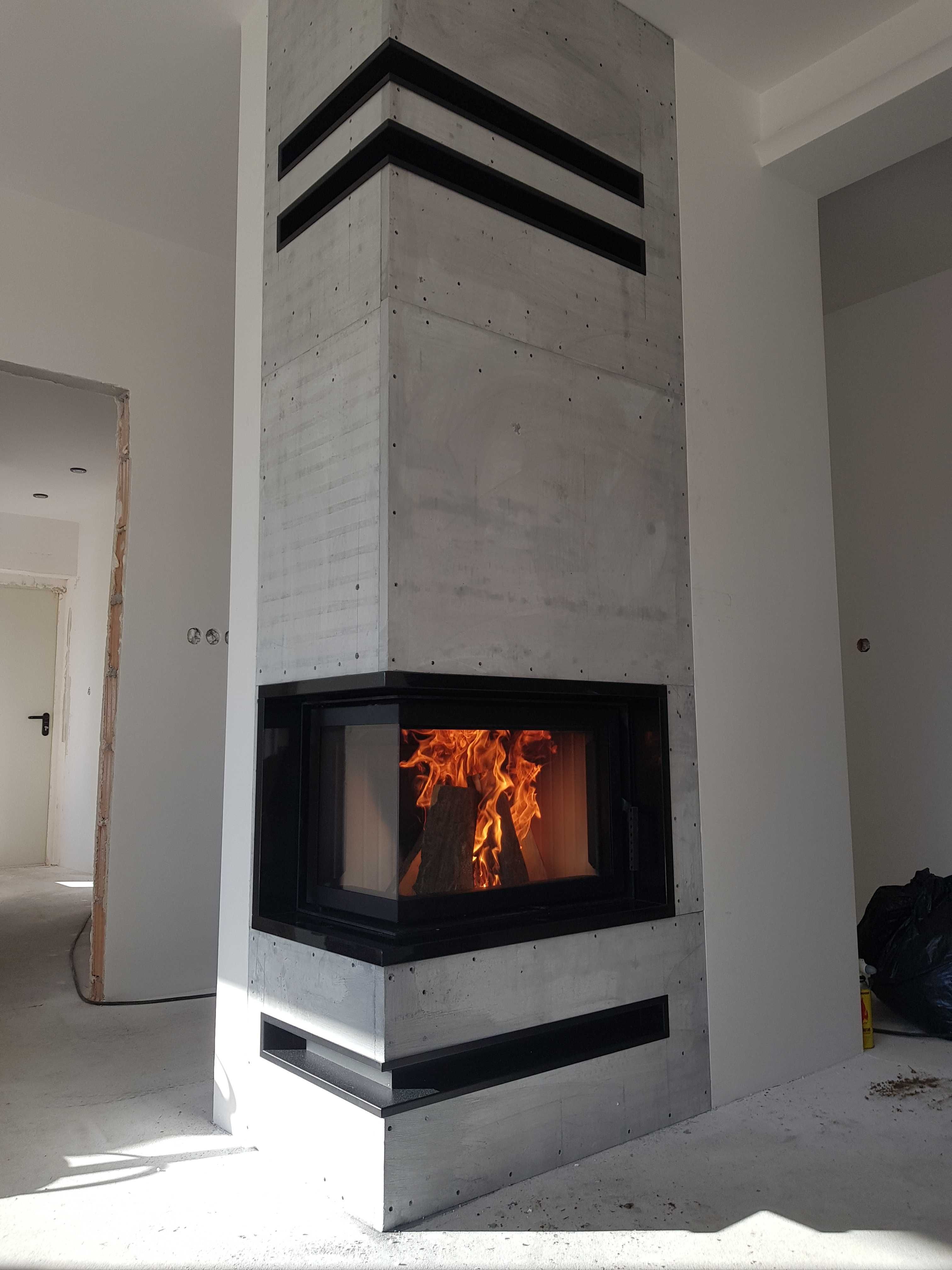 Kominki Kamko - wkład narożny Kratki Simple stalowy 6kW + zabudowa.