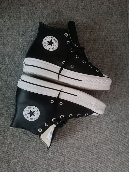 Skórzane trampki z wysoką cholewką