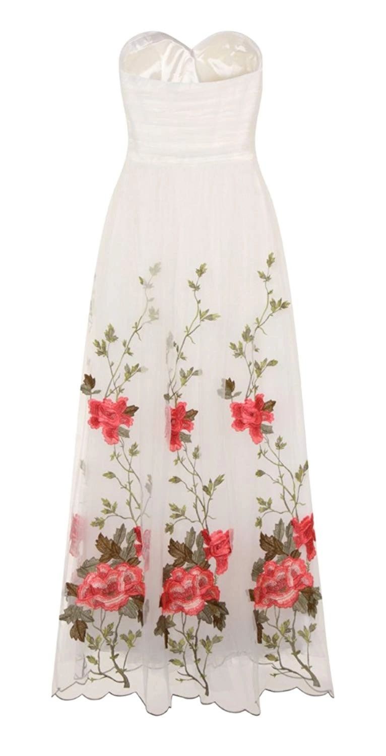 Свадебное белое фатиновое платье с вышивкой от Chi Chi London, 14-16 р