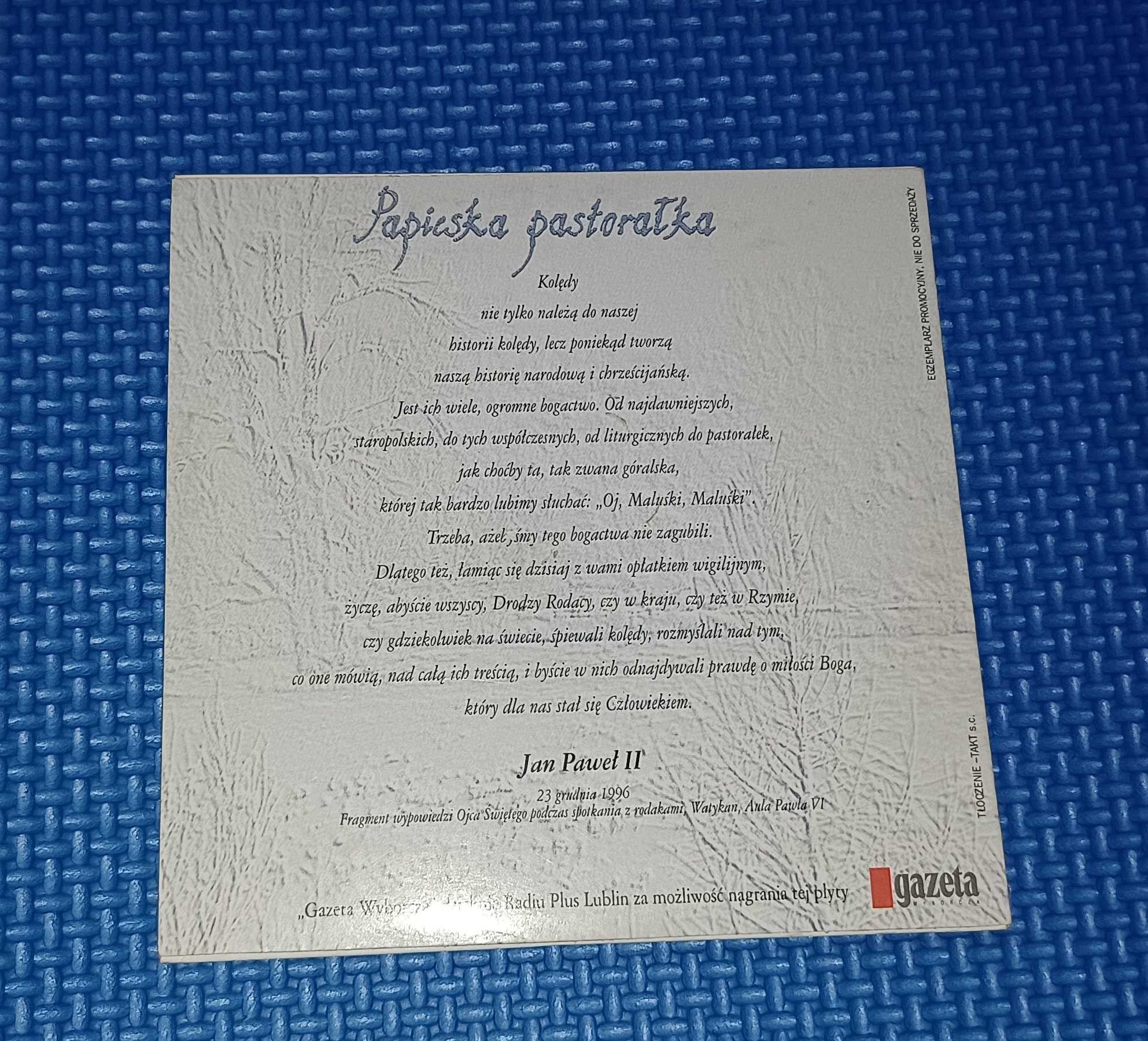CD Papieska pastorałka, Jan Paweł II śpiewa kolędę + ewangelia