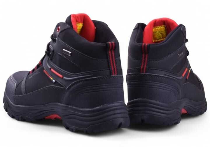 Buty Męskie Zimowe BADOXX SoftShell za kostkę czar/czerw r.46 wys.24h