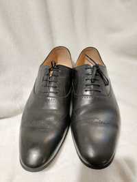Czarne eleganckie skórzane buty męskie 42
