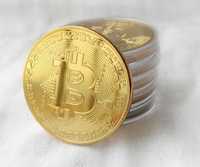 Монета сувенірна біткоін в золотому кольорі (bitcoin, биток, биткоин)