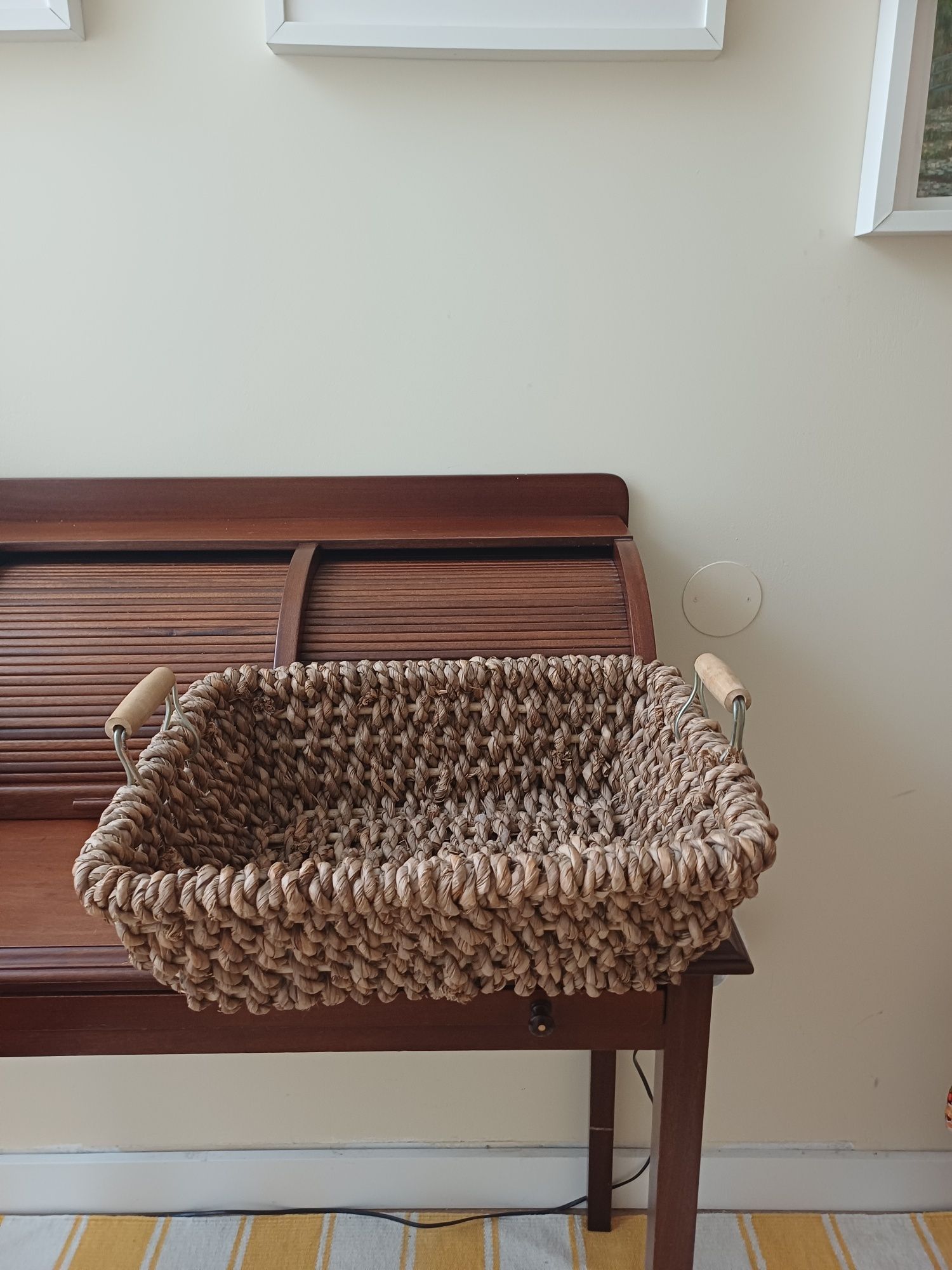 Cesta de palha retangular