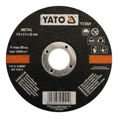 Tarcza Do Cięcia Metalu 115X2.5X22Mm Yato Yt-5921