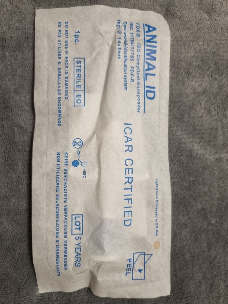 Mikroczipy 1.4x8mm 20 sztuk dla psów, kotów, certyfikat,