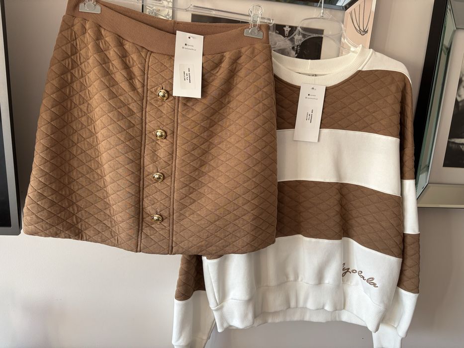 By o la la komplet pikowany spódniczka złoto M/L new %%%