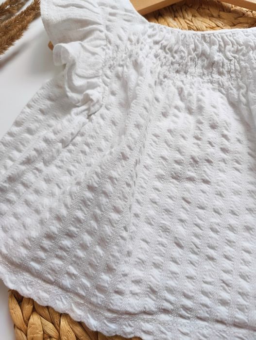 Bluzka z falbankami Zara 104 biała oversize rozkloszowana glamour kosz
