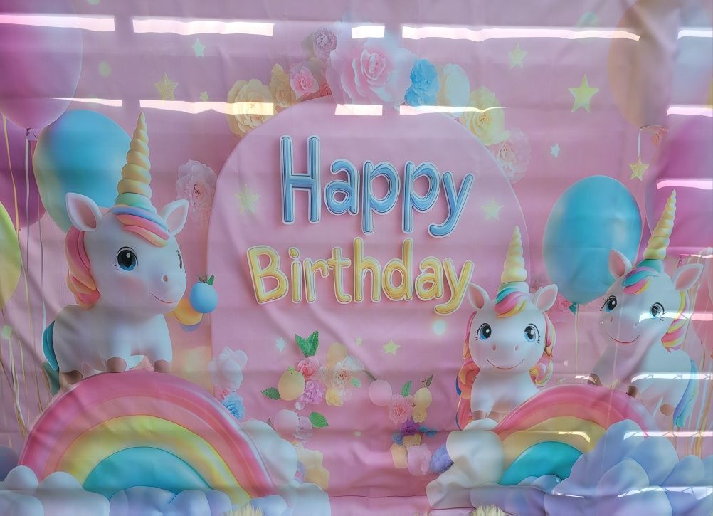 Unicorn zestaw jednorożca na 4 urodzinki ozdoby na tort sukienka 104