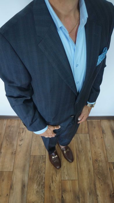 Garnitur Tommy Hilfiger Wełna Rozmiar 25 (M) Granatowy Krata Fit