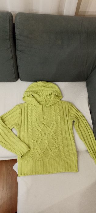 Sweter z kapturem limonka M