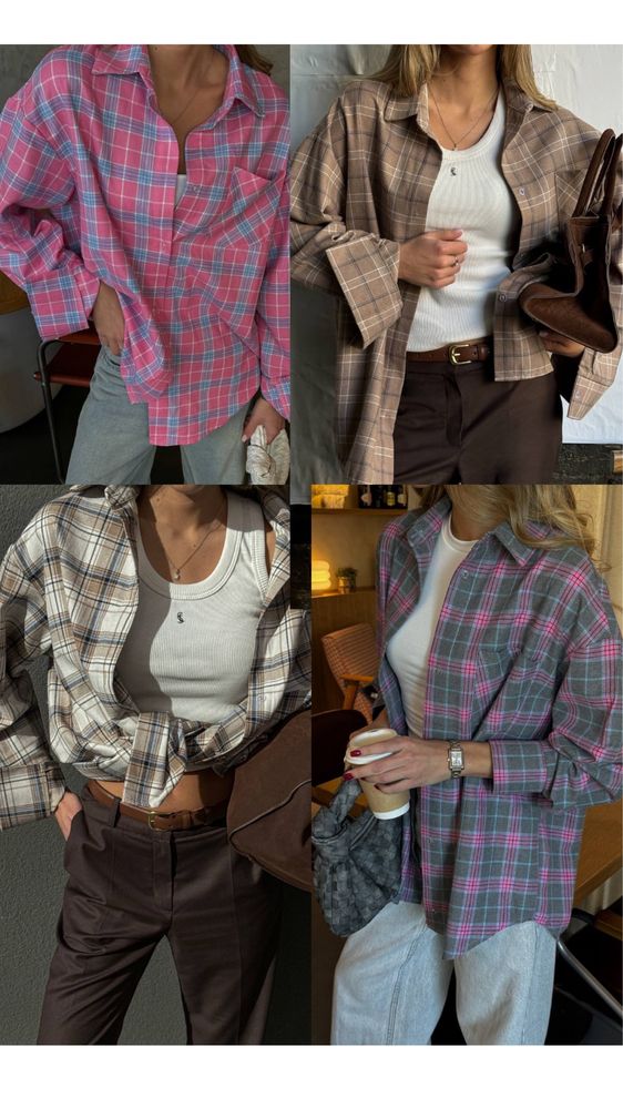 Жіноча картата сорочка в клітинку фланелева xs s m l xl