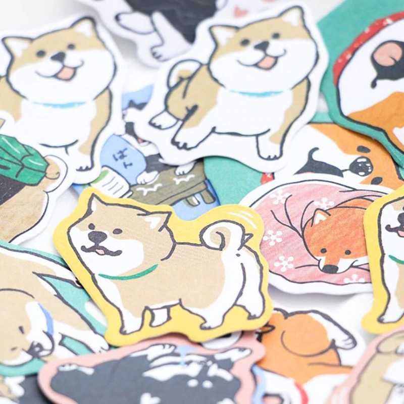 Naklejki Mini Malutkie Shiba Inu Wesoły Piesek Scrapbooking 30 sztuk