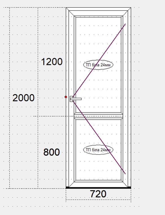 АКЦІЯ -40% Вікна Двері пластикові сантехнічні 720х2000