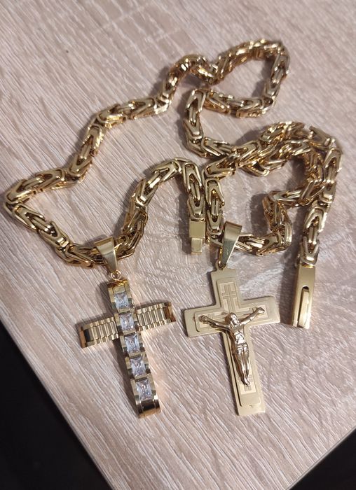 Nowe łańcuszki Splot królewski zapięcie szufladka duży zestaw z krzyże