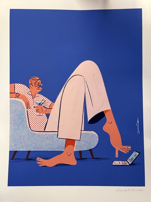 Paweł Jońca Work Less Plakat 50x70, ilustracja