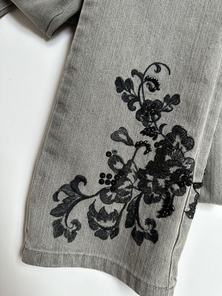 Unikatowe Vintage Jeansy Next Extra Long Straight Leg Z Haftami 36/S