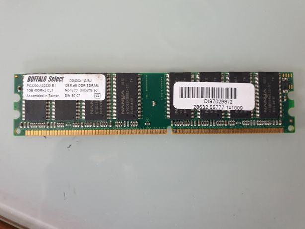 Memória Ram Buffalo Select PC3200U-30330-B1 1GB 400MHz CL3 NonECC