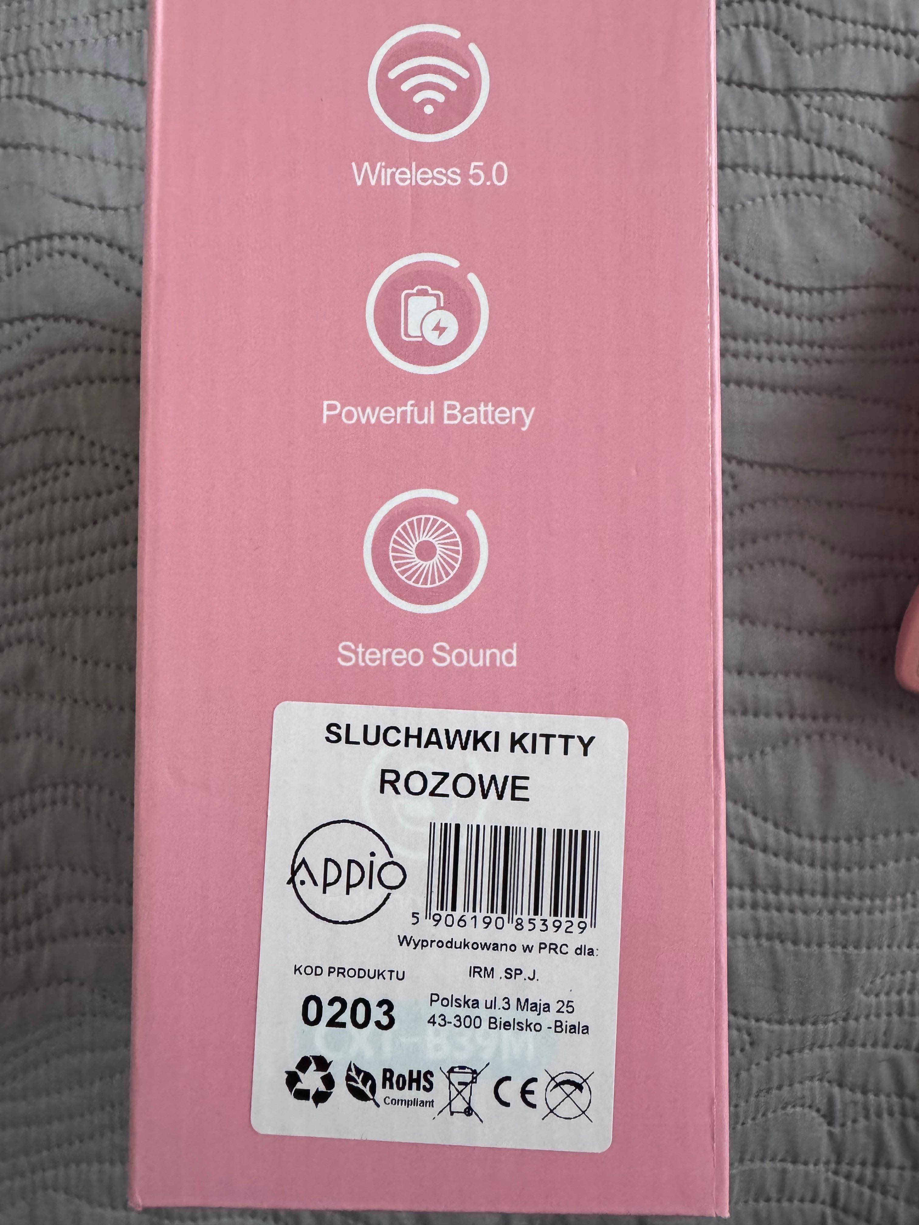 Słuchawki kotki bezprzewodowe różowe