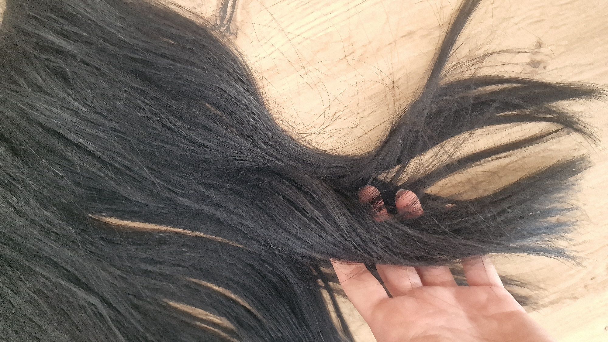 Czarne włosy naturalne hairband, hairtalk extensions na żyłce 40 cm
