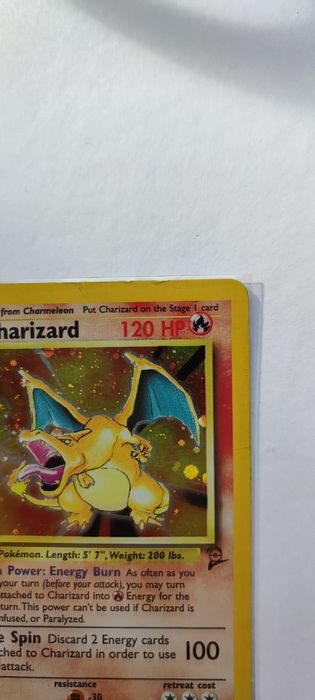 Oryginalna karta Pokemon Charizard holo 4/130 Base set 2 - vintage