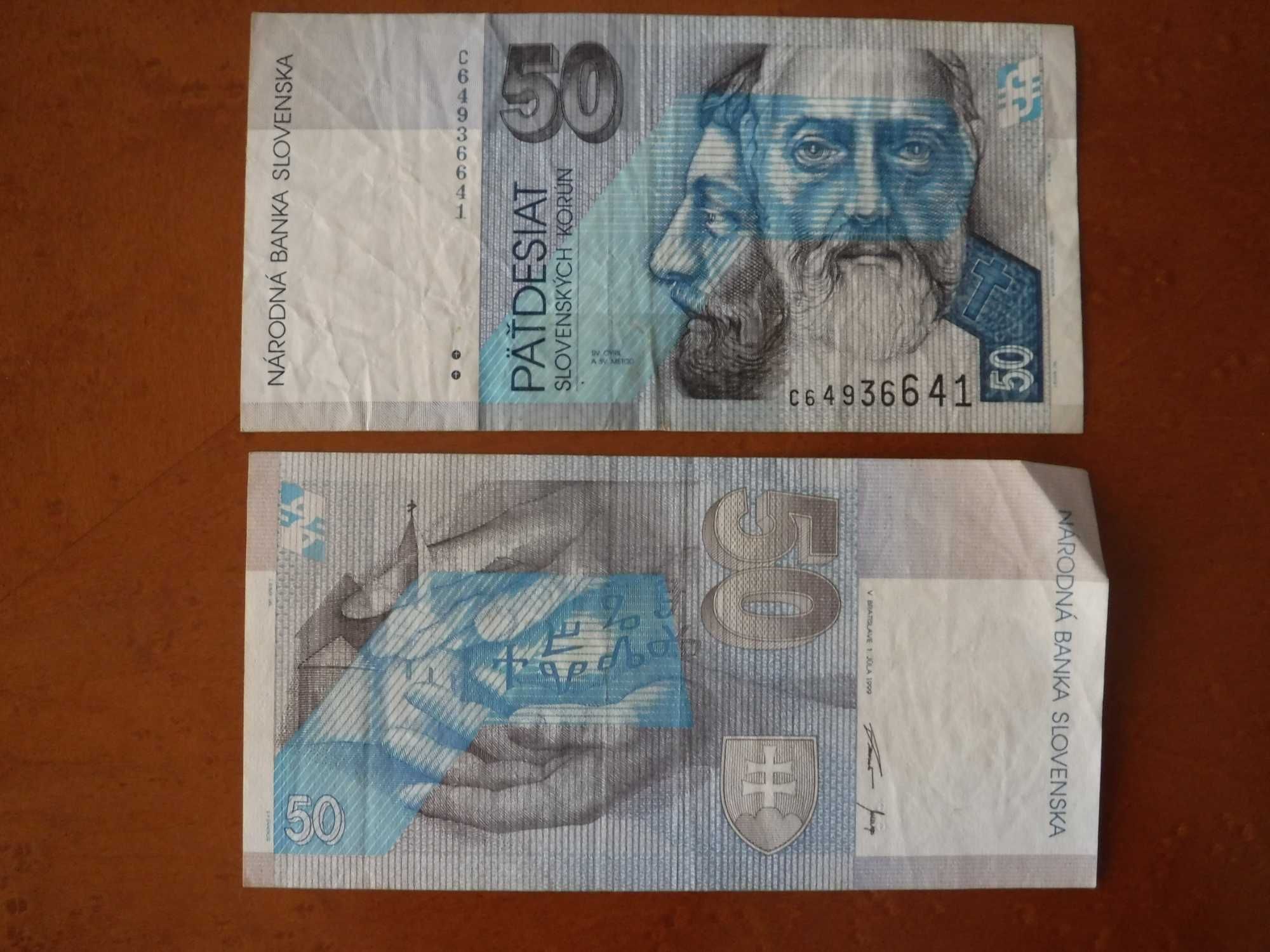 Nota de 50 coroas eslovacas 1999