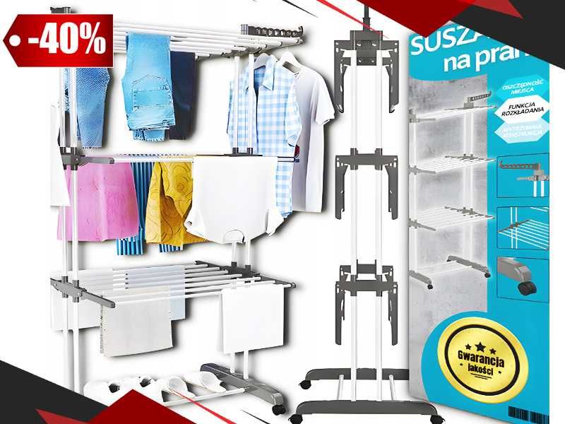 Stabilny SUSZARKA Na Pranie Stojąca Do Ubrań XXL Pionowa (GRATIS)
